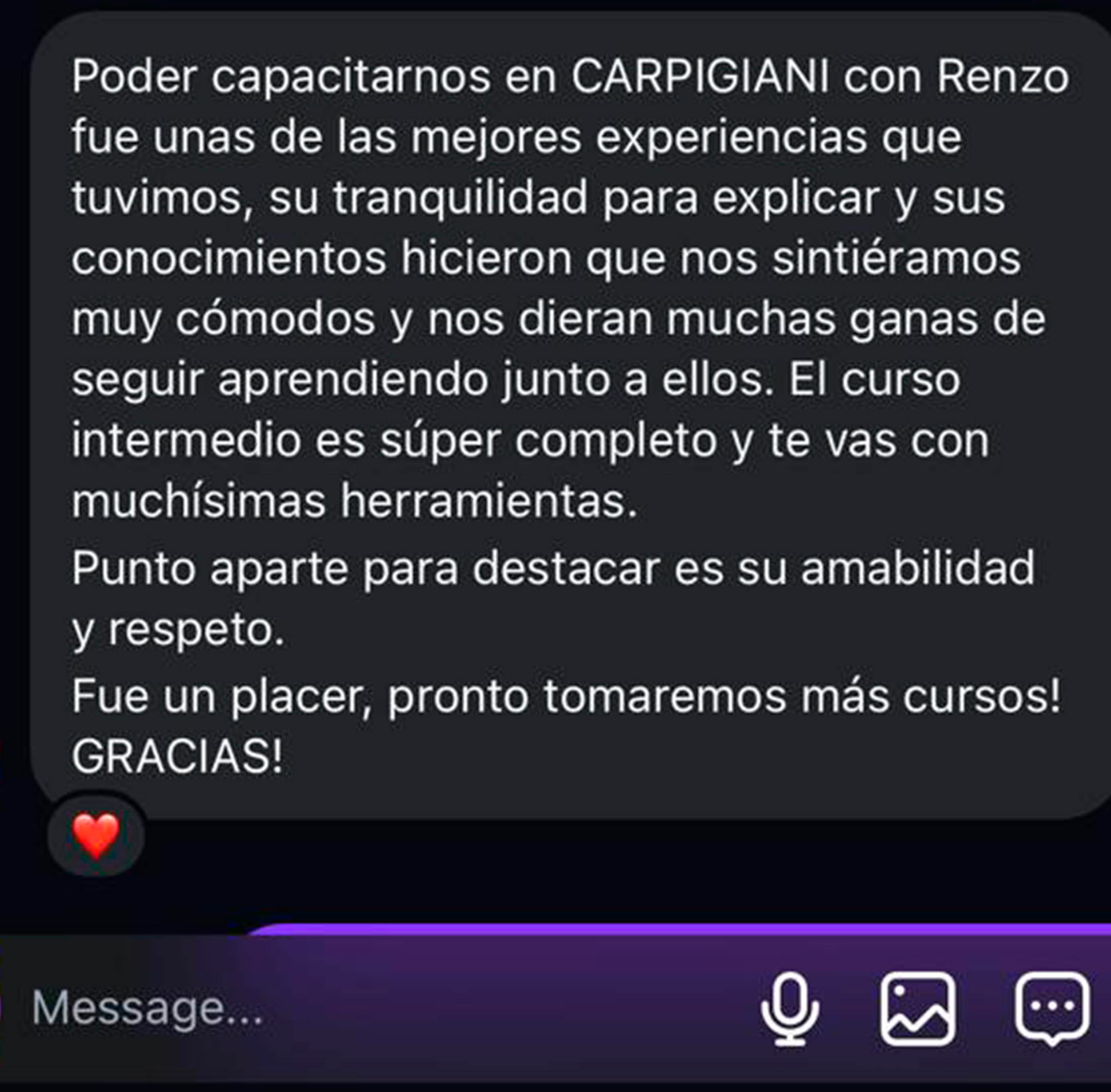 Testimonio de alumno de formación Carpigiani